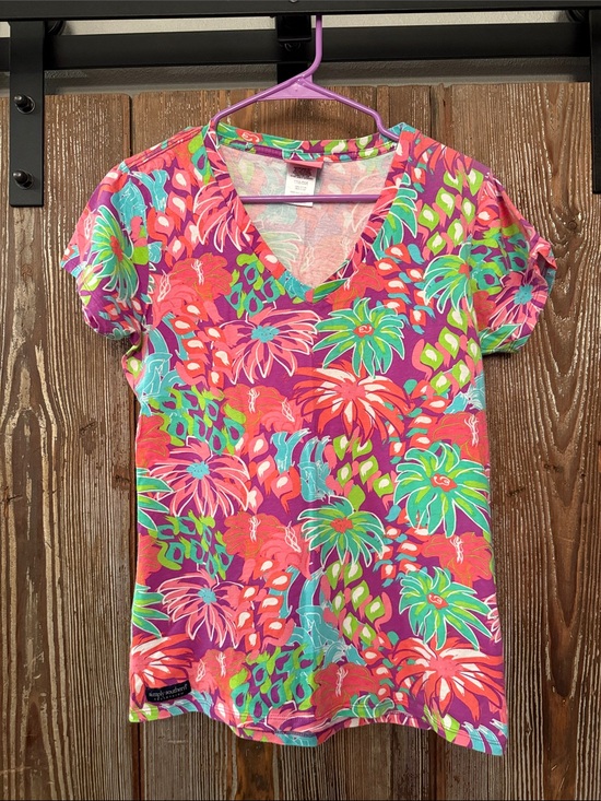 Simply Southern Tops - Simply Southern V-Neck Tee - Pink, Green & Turquoise